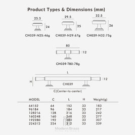 Technical drawing of curtain rod dimensions with labeled measurements and product types.