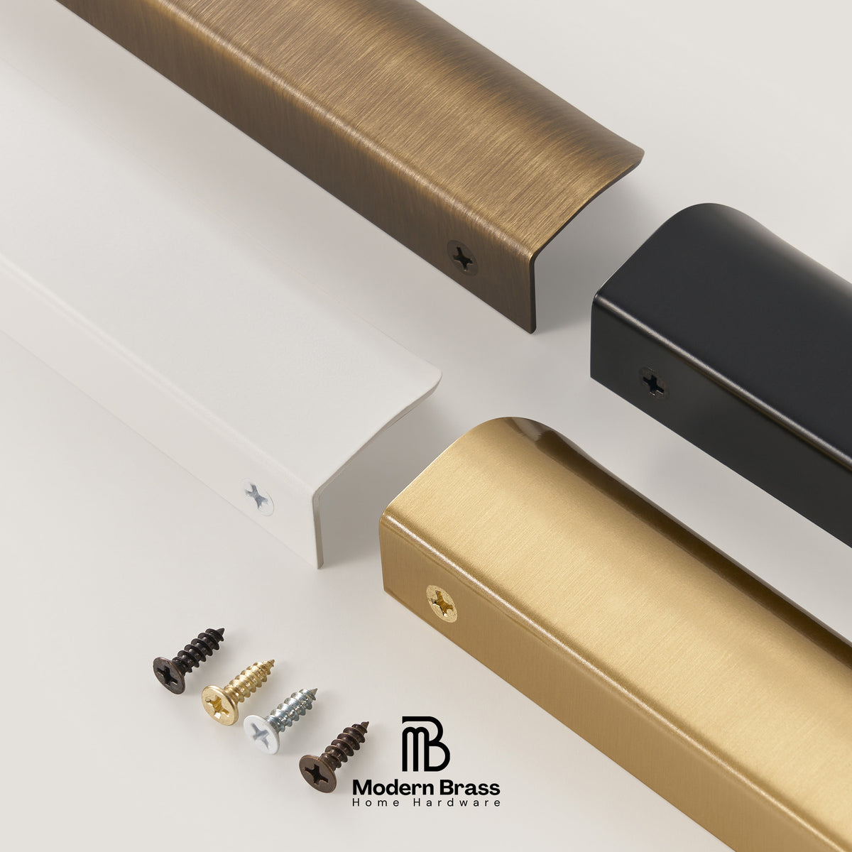 Architectural crescent drawer handle in a premium fingerprint-resistant black finish.
