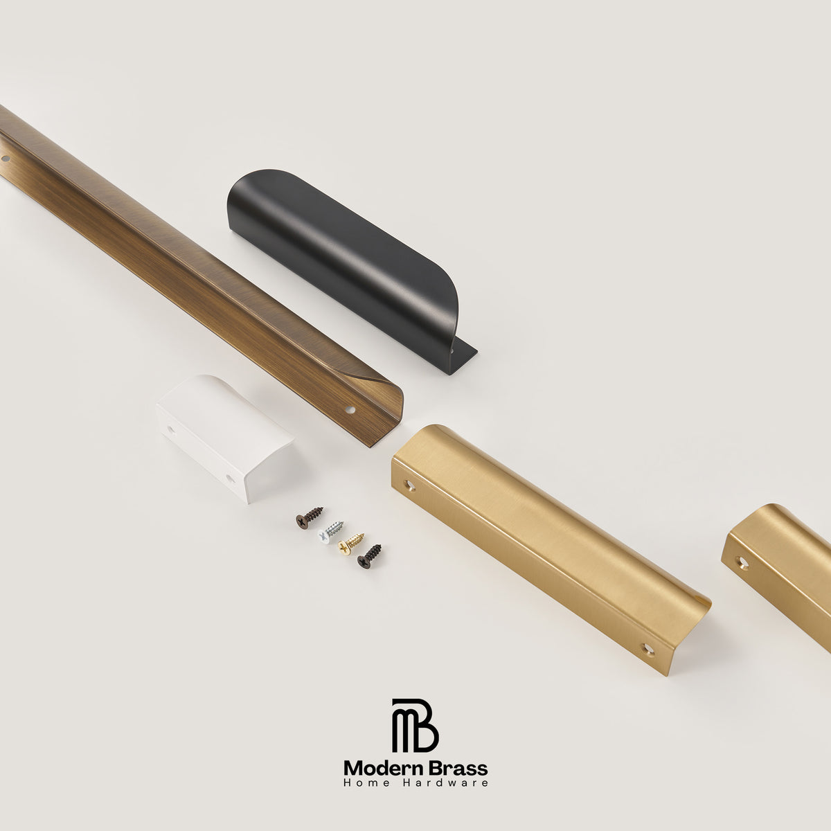 Matte black half-moon cabinet pull made of 100% solid brass for modern kitchens.