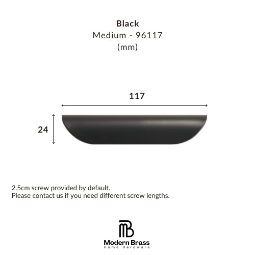 Solid brass square drawer handle in matte black for modern office furniture.