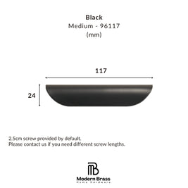 Solid brass square drawer handle in matte black for modern office furniture.